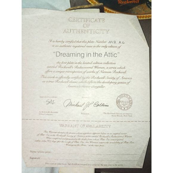 Norman Rockwell "Dreaming In The Attic" # 1018AG Bradford Collectible Plate - Picture 4 of 8